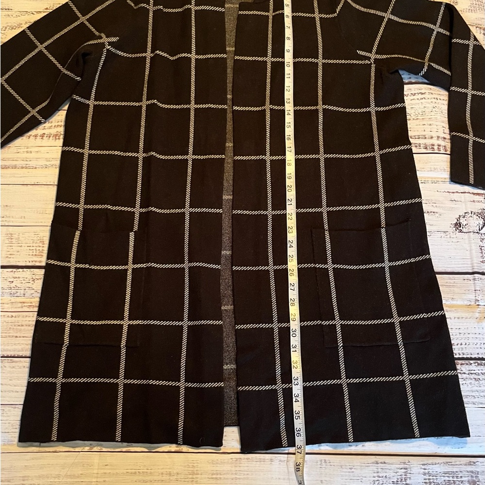 Rachel Zoe Black and White Checkered Sweater Coat - Picture 2 of 4